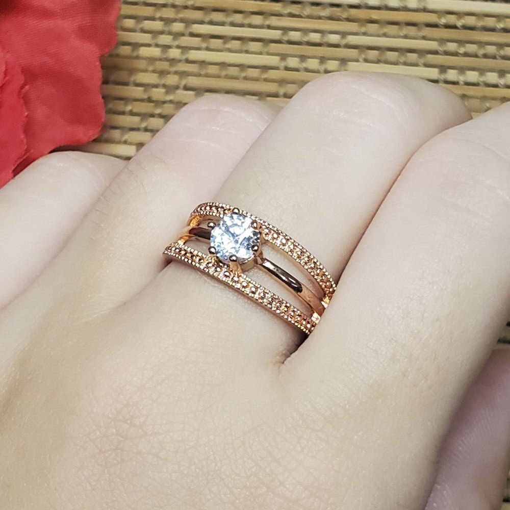 925 Sterling Silver Rose Gold Plated Band Ring
